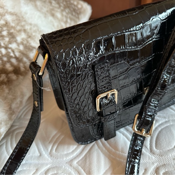 Kate Spade Shoulder Bag - Black Patent Leather Crocodile with buckles - Picture 7 of 16